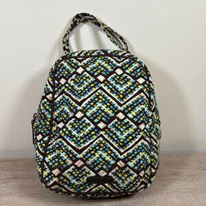 Vera Bradley Quilted Insulated Lunch Bag Tote Mosaic Green White ID Holder